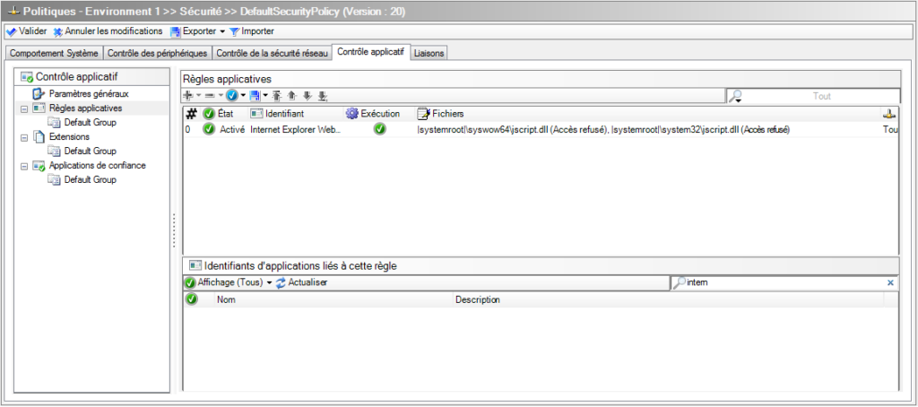 Stormshield Endpoint Security : créer une règle applicative pour interdire tout accès au composant jscript.dll